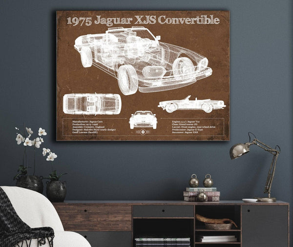 Cutler West 1975 Jaguar Xjs Convertible Vintage Blueprint Auto Print
