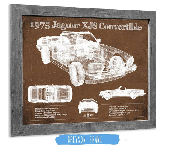 Cutler West 1975 Jaguar Xjs Convertible Vintage Blueprint Auto Print
