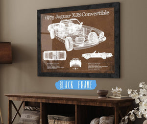 20" x 16" / Black Frame Cutler West 1975 Jaguar Xjs Convertible Vintage Blueprint Auto Print