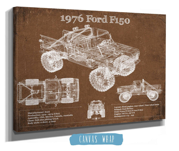 Cutler West 1976 Ford F150 Highboy Truck Vintage Blueprint Auto Print