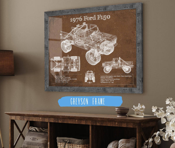 Cutler West 1976 Ford F150 Highboy Truck Vintage Blueprint Auto Print