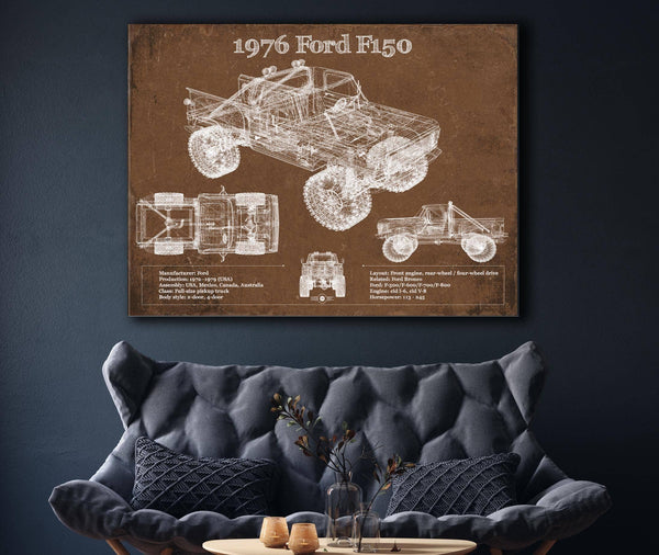 Cutler West 1976 Ford F150 Highboy Truck Vintage Blueprint Auto Print