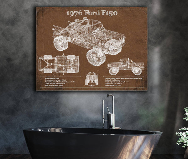 Cutler West 1976 Ford F150 Highboy Truck Vintage Blueprint Auto Print