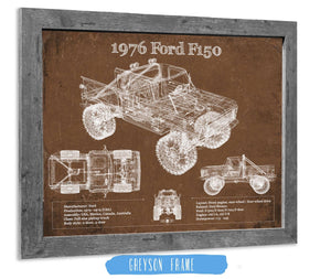 14" x 11" / Greyson Frame Cutler West 1976 Ford F150 Highboy Truck Vintage Blueprint Auto Print