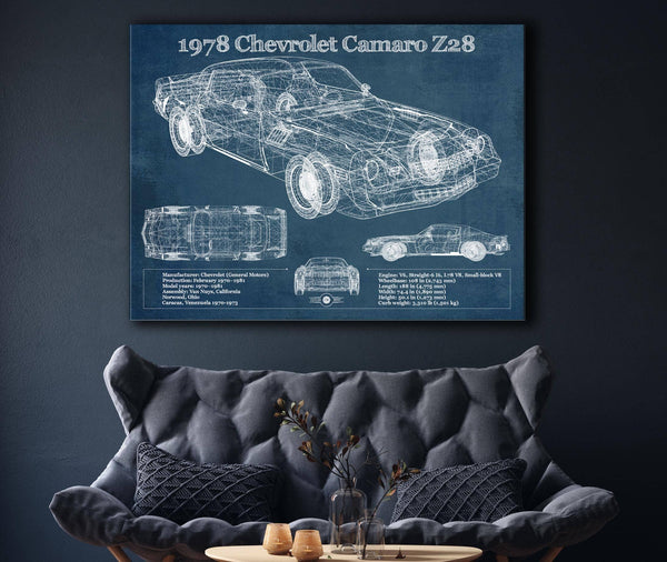 Cutler West 1978 Chevrolet Camaro Z28 Blueprint Vintage Auto Patent Print