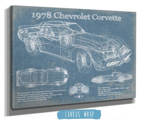 Cutler West 1978 Chevrolet Corvette Blueprint Vintage Auto Print