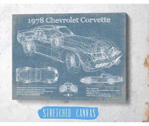 Cutler West 1978 Chevrolet Corvette Blueprint Vintage Auto Print