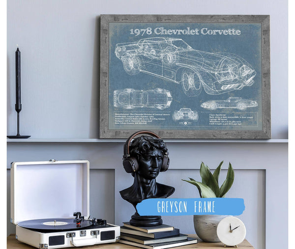 Cutler West 1978 Chevrolet Corvette Blueprint Vintage Auto Print