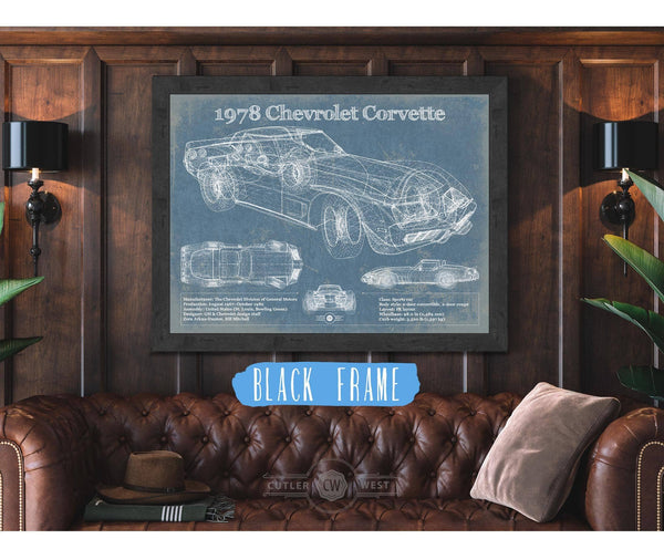 Cutler West 1978 Chevrolet Corvette Blueprint Vintage Auto Print