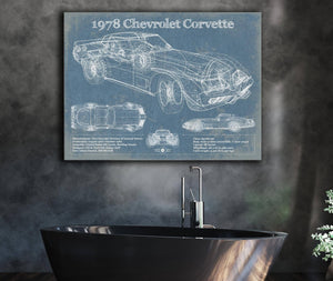 Cutler West 1978 Chevrolet Corvette Blueprint Vintage Auto Print