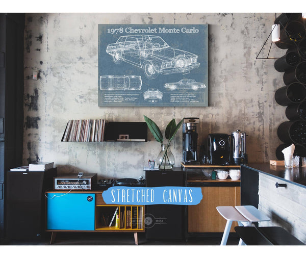 Cutler West 1978 Chevrolet Monte Carlo Blueprint Vintage Auto Patent Print