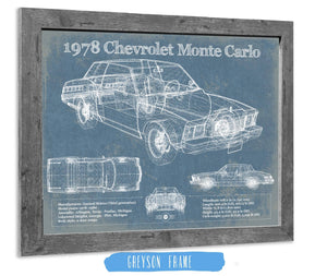 14" x 11" / Greyson Frame Cutler West 1978 Chevrolet Monte Carlo Blueprint Vintage Auto Patent Print