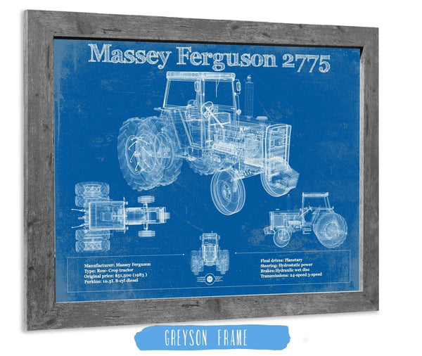 14" x 11" / Greyson Frame Cutler West 1978 Massey Ferguson 2775 Tractor Vintage Blueprint Auto Print
