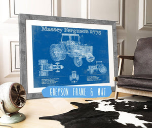 14" x 11" / Greyson Frame & Mat Cutler West 1978 Massey Ferguson 2775 Tractor Vintage Blueprint Auto Print