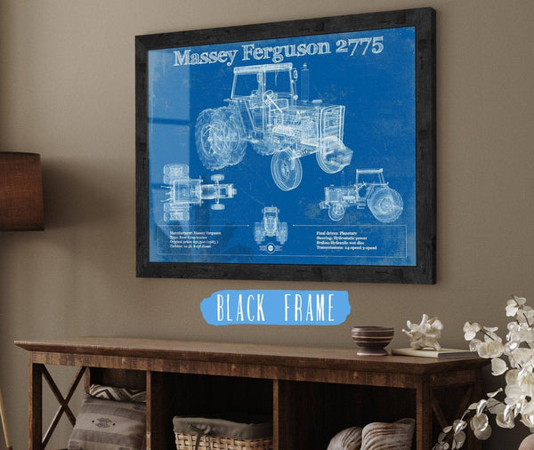 20" x 16" / Black Frame Cutler West 1978 Massey Ferguson 2775 Tractor Vintage Blueprint Auto Print