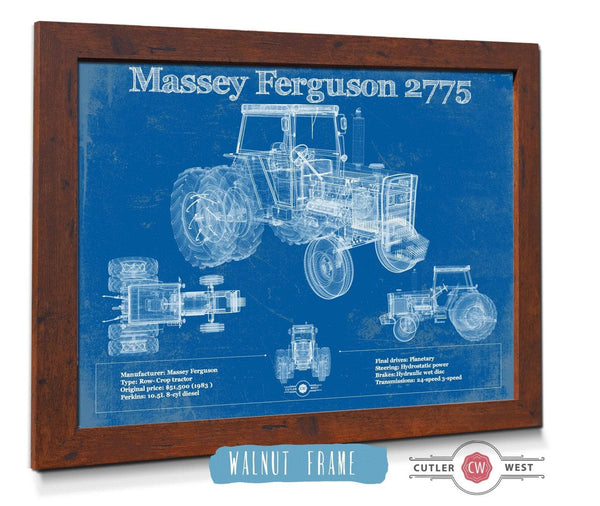 20" x 16" / Walnut Frame Cutler West 1978 Massey Ferguson 2775 Tractor Vintage Blueprint Auto Print