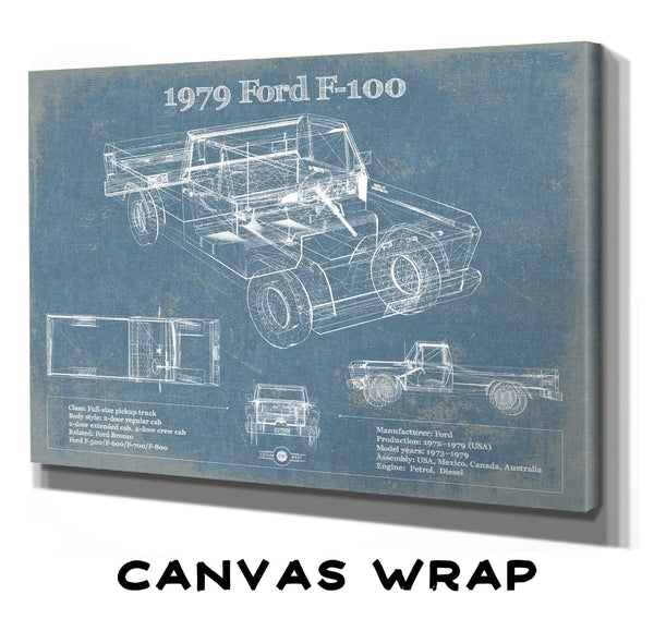 Cutler West 1979 Ford F-100 Blueprint Vintage Auto Print