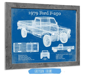 14" x 11" / Greyson Frame Cutler West 1979 Ford F-250 Vintage Blueprint Auto Print