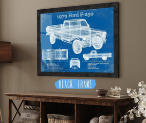 20" x 16" / Black Frame Cutler West 1979 Ford F-250 Vintage Blueprint Auto Print