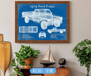 20" x 16" / Walnut Frame Cutler West 1979 Ford F-250 Vintage Blueprint Auto Print
