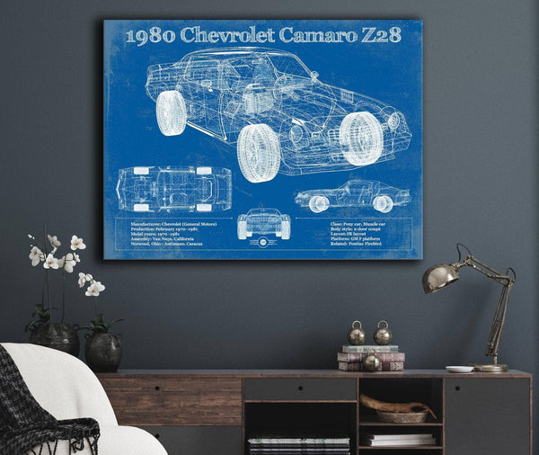 Cutler West 1980 Chevrolet Camaro Z28 Vintage Blueprint Auto Print