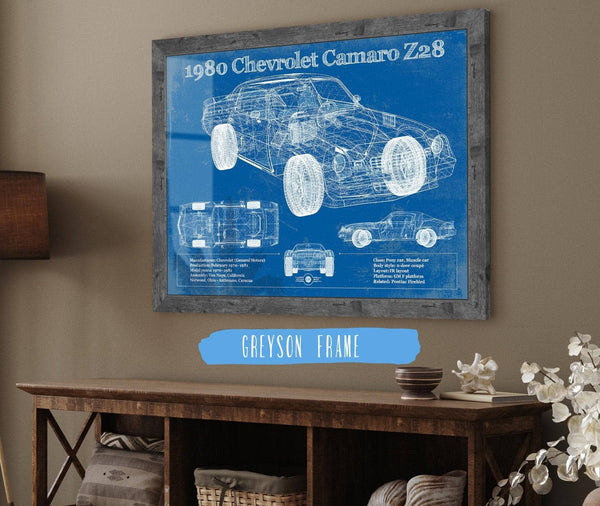 Cutler West 1980 Chevrolet Camaro Z28 Vintage Blueprint Auto Print