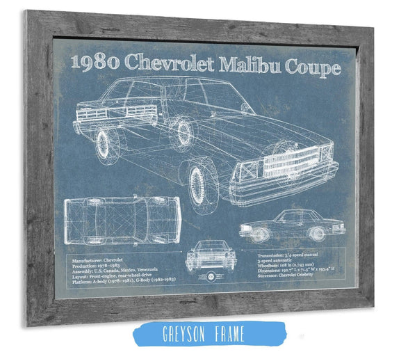 Cutler West 1980 Chevrolet Malibu Coupe Blueprint Vintage Auto Patent Print