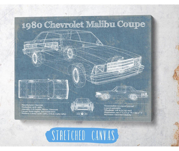 Cutler West 1980 Chevrolet Malibu Coupe Blueprint Vintage Auto Patent Print