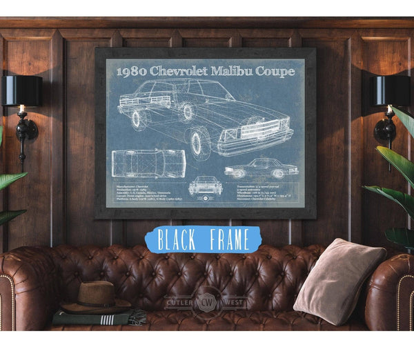 Cutler West 1980 Chevrolet Malibu Coupe Blueprint Vintage Auto Patent Print