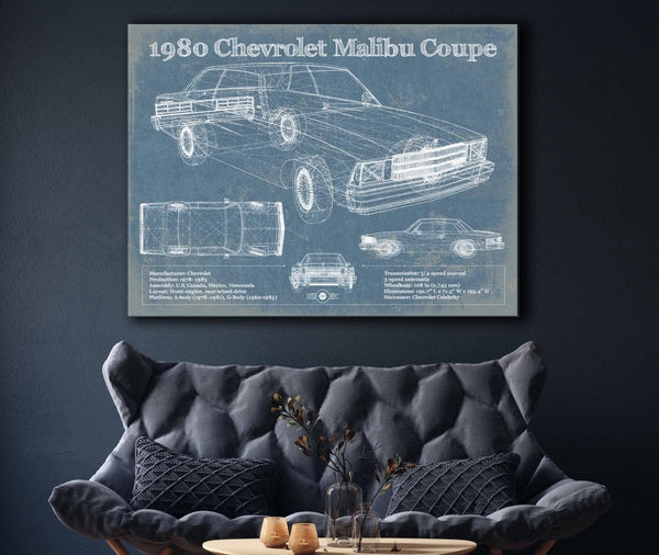 Cutler West 1980 Chevrolet Malibu Coupe Blueprint Vintage Auto Patent Print
