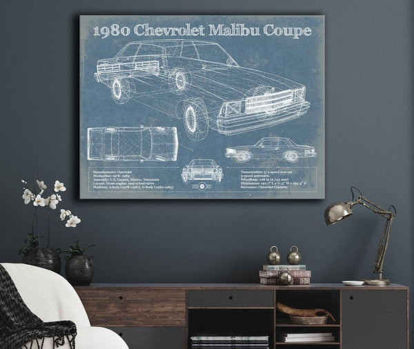 Cutler West 1980 Chevrolet Malibu Coupe Blueprint Vintage Auto Patent Print