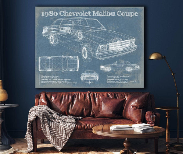 Cutler West 1980 Chevrolet Malibu Coupe Blueprint Vintage Auto Patent Print