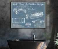 Cutler West Chevrolet Collection 1980 Chevrolet Malibu Coupe Blueprint Vintage Auto Patent Print