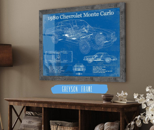 Cutler West 1980 Chevrolet Monte Carlo Blueprint Vintage Auto Patent Print