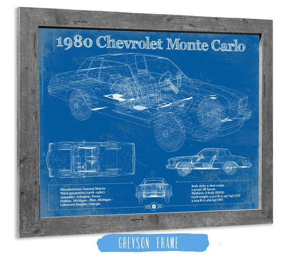 Cutler West 1980 Chevrolet Monte Carlo Blueprint Vintage Auto Patent Print