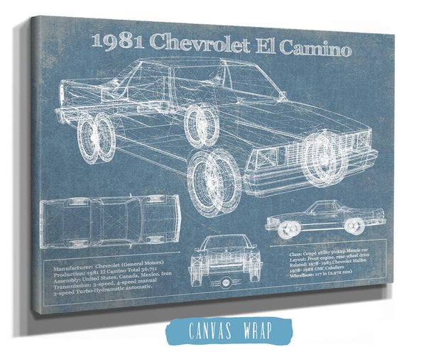 Cutler West 1981 Chevrolet El Camino Vintage Blueprint Auto Print
