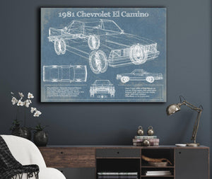 Cutler West 1981 Chevrolet El Camino Vintage Blueprint Auto Print