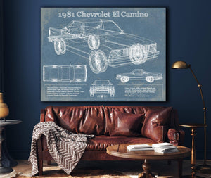 Cutler West 1981 Chevrolet El Camino Vintage Blueprint Auto Print