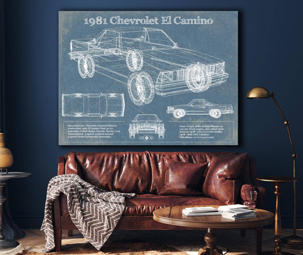 Cutler West 1981 Chevrolet El Camino Vintage Blueprint Auto Print