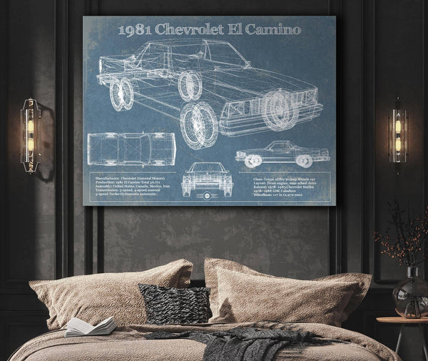 Cutler West 1981 Chevrolet El Camino Vintage Blueprint Auto Print