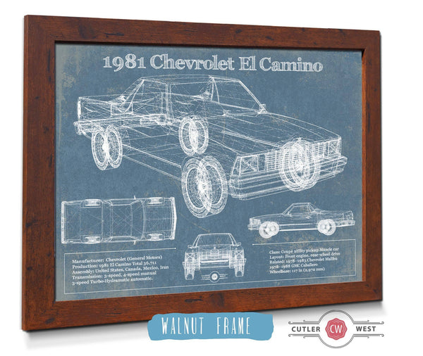 Cutler West 1981 Chevrolet El Camino Vintage Blueprint Auto Print