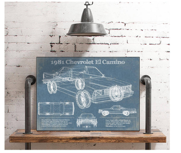 Cutler West 1981 Chevrolet El Camino Vintage Blueprint Auto Print