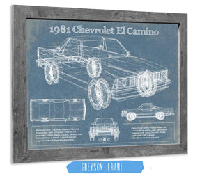 14" x 11" / Greyson Frame Cutler West 1981 Chevrolet El Camino Vintage Blueprint Auto Print