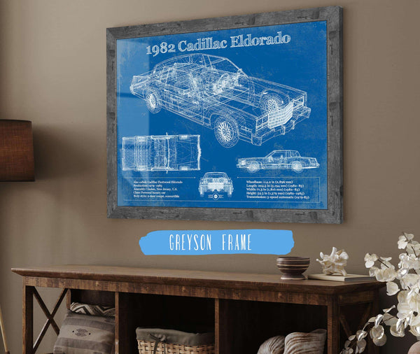 14" x 11" / Greyson Frame Cutler West 1982-1983 Cadillac Eldorado Vintage Blueprint Auto Print