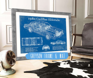 14" x 11" / Greyson Frame & Mat Cutler West 1982-1983 Cadillac Eldorado Vintage Blueprint Auto Print