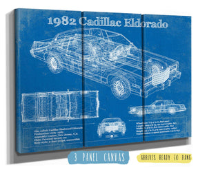 36" x 24" / 3 Panel Canvas Wrap Cutler West 1982-1983 Cadillac Eldorado Vintage Blueprint Auto Print