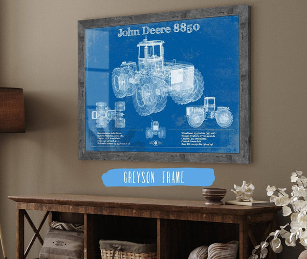 14" x 11" / Greyson Frame Cutler West 1982 John Deere 8850 4wd Tractor Vintage Blueprint Auto Print