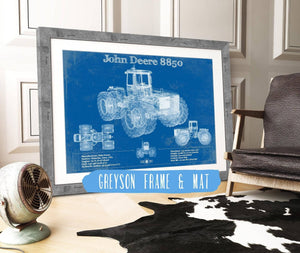 14" x 11" / Greyson Frame & Mat Cutler West 1982 John Deere 8850 4wd Tractor Vintage Blueprint Auto Print