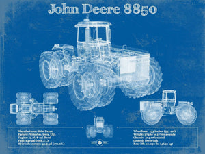 14" x 11" / Unframed Cutler West 1982 John Deere 8850 4wd Tractor Vintage Blueprint Auto Print