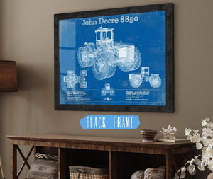 20" x 16" / Black Frame Cutler West 1982 John Deere 8850 4wd Tractor Vintage Blueprint Auto Print